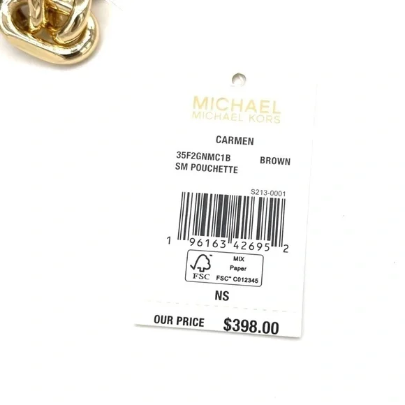 Michael Kors Carmen Small Pouchette Crossbody Bag Brown (NWT)